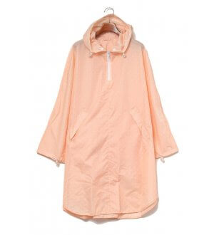 Ladies Rain Poncho in Peach Pink with white dots