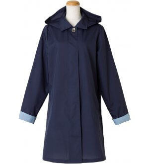 Ladies Soutien Collar Raincoat in Navy