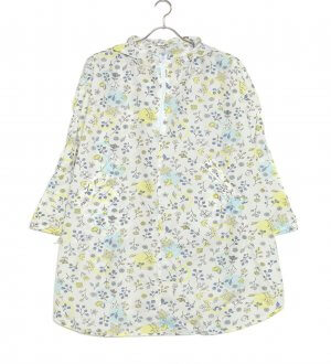 Ladies Rain Poncho with Visor in off-white with hummingbird and floral prints